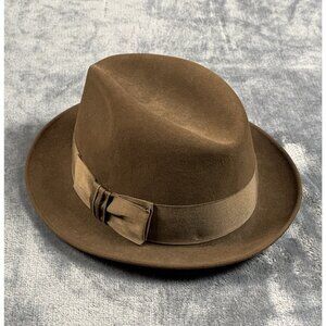Vintage "Golden Coach" by Dobbs Brown Fedora Hat Genuine Fur Felt - Size 7